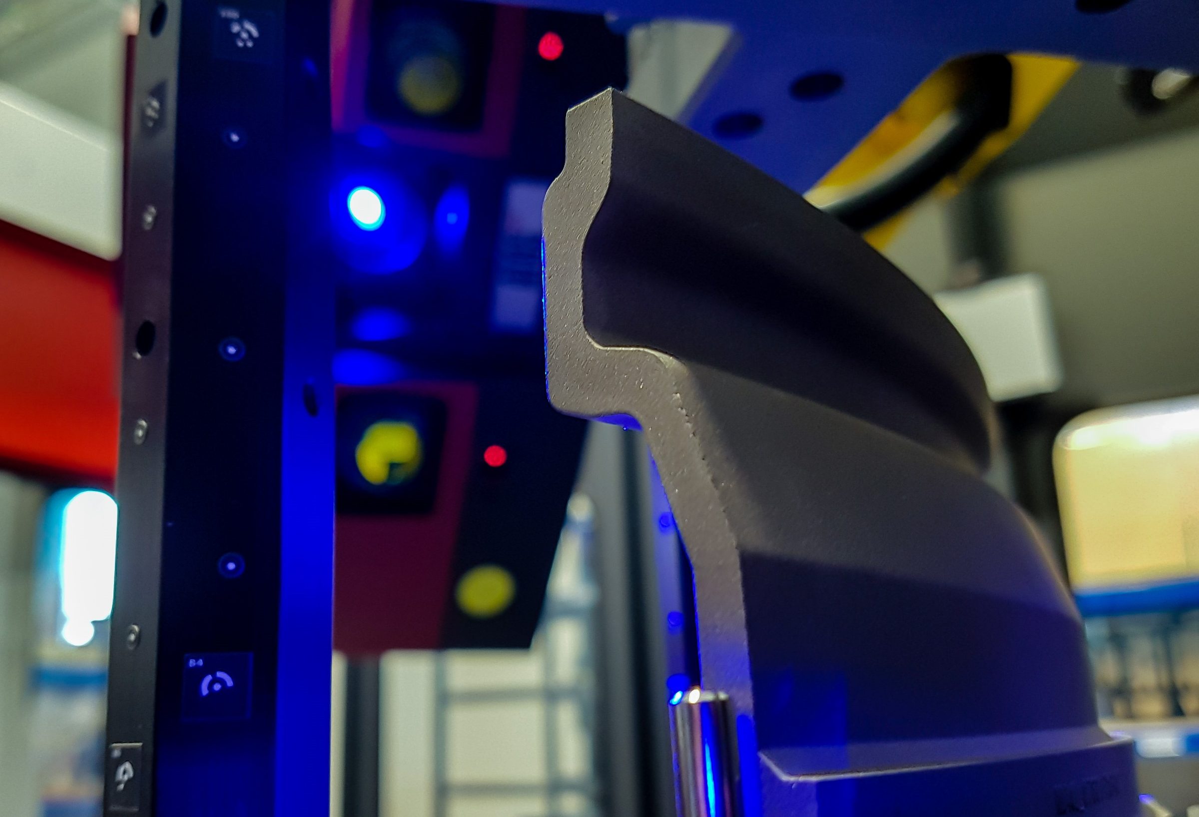 An aerospace component captured under structured-light scanning to build its digital twin during a Repair Digital Twin engagement.
